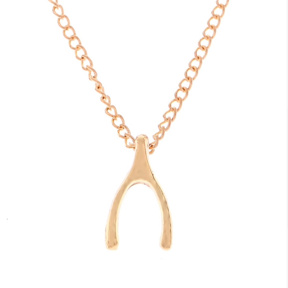 THANKFUL Gold Wishbone Pendant Necklace & Card - Picture 2 of 4